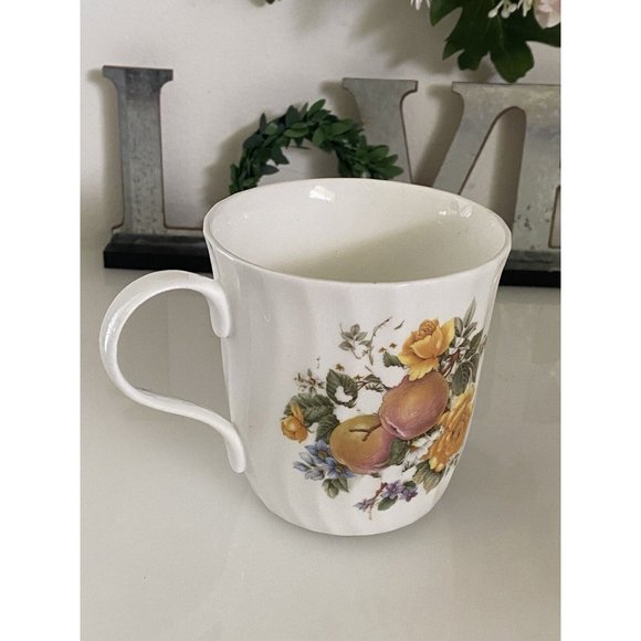 Crown Trent Harvest Coffee Mug Staffordshire England Yellow Rose Apple Berries - Picture 2 of 16